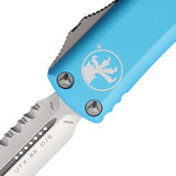 Microtech Automatic UTX-85 OTF Knife Turquoise Aluminum Top Serrated Double Edge Blade 2326TQ