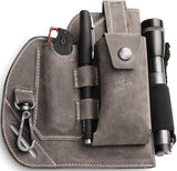 MKM-Maniago Knife Makers Gray Leather Knife Belt Organizer BOLS1