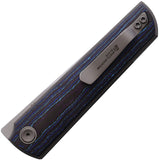 North Mountain Blades Chop 4 Linerlock Black & Blue Carbon Fiber Folding SLD-MAGIC Knife 2412BLCF