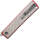 North Mountain Blades Kaiken Red & Gray Carbon Fiber Folding SLD-Magic Knife 250221