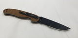 Ontario RAT 1 Coyote Brown Black Folding Pocket Knife Serrated AUS-8 - 8847cb