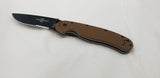 Ontario RAT 1 Coyote Brown Black Folding Pocket Knife Serrated AUS-8 - 8847cb