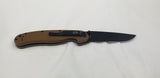 Ontario RAT 1 Coyote Brown Black Folding Pocket Knife Serrated AUS-8 - 8847cb