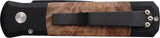 Pro Tech Automatic Godson Knife Button Lock Black Aluminum & Maple Burl 154CM Blade K707