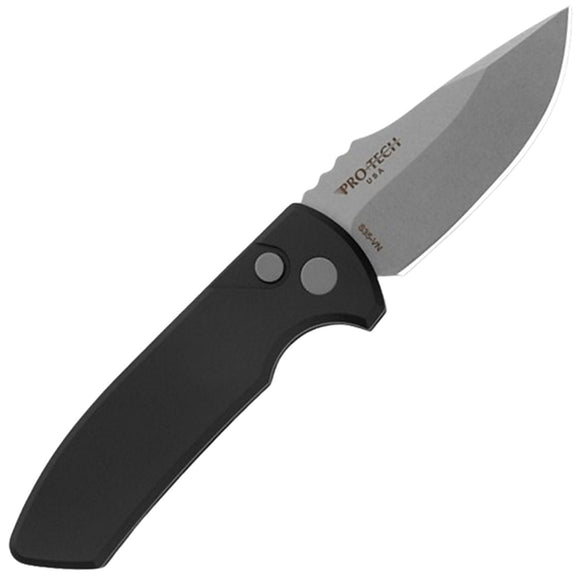 Pro Tech Automatic SBR Knife Left Handed Button Lock Black Aluminum S35VN Blade LG401LH