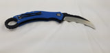 QSP Eagle Blue Folding Hawkbill Karambit Knife 120d