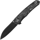 QSP Otter Pocket Knife Linerlock Aluminum Carbon Fiber Folding Black S35VN 140A2- On Sale