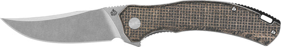 QSP Knife Walrus Linerlock Dark Brown Micarta Folding D2 Pocket Knife 151B1