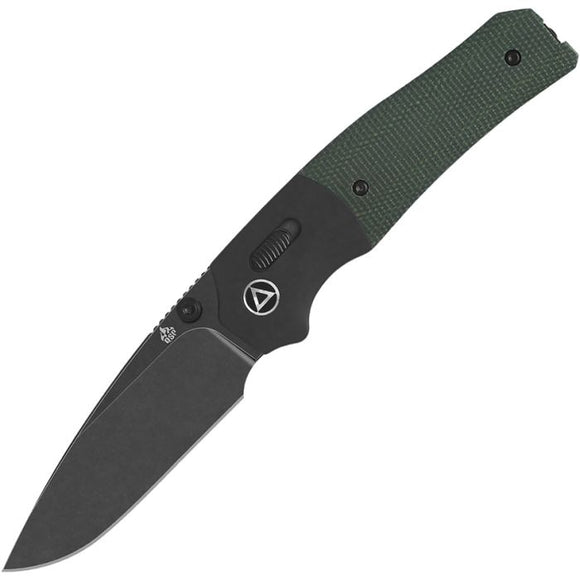 QSP Knife Vault Glyde Lock Green Micarta Folding Black 14C28N Pocket Knife 157B2