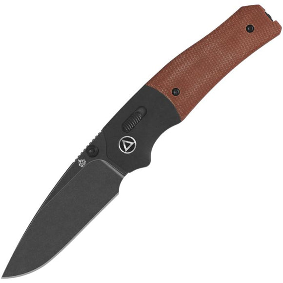 QSP Knife Vault Glyde Lock Tan Micarta Folding Black 14C28N Pocket Knife 157C2
