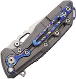 Reate Knives T1000-V2 Button Framelock Gray Titanium & Zircuti Folding M390 Pocket Knife 163