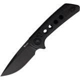 Reate Knives PL-XF Pivot Lock Black Micarta Folding Black PVD Nitro-V Knife PLXF12