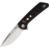 Reate Knives PL-XF Pivot Lock Black Micarta & Red G10 Folding Stonewash Nitro-V Pocket Knife PLXF1