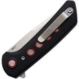 Reate Knives PL-XF Pivot Lock Black Micarta & Red G10 Folding Stonewash Nitro-V Pocket Knife PLXF1