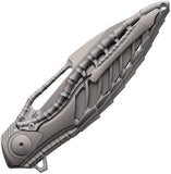 Rike Knife Thor 6 Framelock Gray Titanium Folding Bohler M390 Pocket Knife 112871