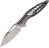 Rike Knife Thor 6 Framelock Gray Titanium Folding Bohler M390 Pocket Knife 112871