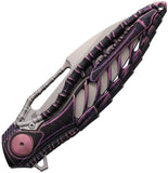 Rike Knife Thor 6 Framelock Black & Pink Titanium Folding Bohler M390 Pocket Knife 112873