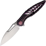 Rike Knife Thor 6 Framelock Black & Pink Titanium Folding Bohler M390 Pocket Knife 112873