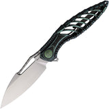 Rike Knife Thor 6 Framelock Black & Green Titanium Folding Bohler M390 Pocket Knife 112874