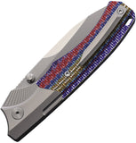 REMETTE WD107 Button Lock Gray Titanium & Multi-Color Carbon Fiber Folding M390 Knife WD107NC