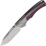 REMETTE WD107 Button Lock Gray Titanium & Multi-Color Carbon Fiber Folding M390 Knife WD107NC
