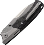 REMETTE WD107 Button Lock Gray Titanium & Carbon Fiber Folding M390 Knife WD107