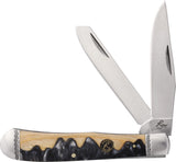 Roper Knives Lahar Series Trapper Wood & Acrylic Folding Carbon Steel Pocket Knife 0002CLB