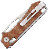 Real Steel Vis Crossbar Lock Tan Micarta Folding 12C27 Drop Pt Pocket Knife 8051NM