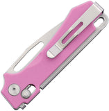 Real Steel Vis Crossbar Lock Pink G10 Folding 12C27 Drop Pt Pocket Knife 8051PS