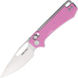 Real Steel Vis Crossbar Lock Pink G10 Folding 12C27 Drop Pt Pocket Knife 8051PS