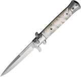 Ruko Shark Linerlock A/O White Swirl Folding 420A Stainless Pocket Knife 98356