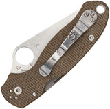 Spyderco Para 3 Compression Lock Brown Micarta Folding CruWear Pocket Knife 223MPCW