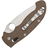 Spyderco Manix 2 XL Ball Bearing Brown Canvas Micarta Folding CruWear Knife 95MPCW2