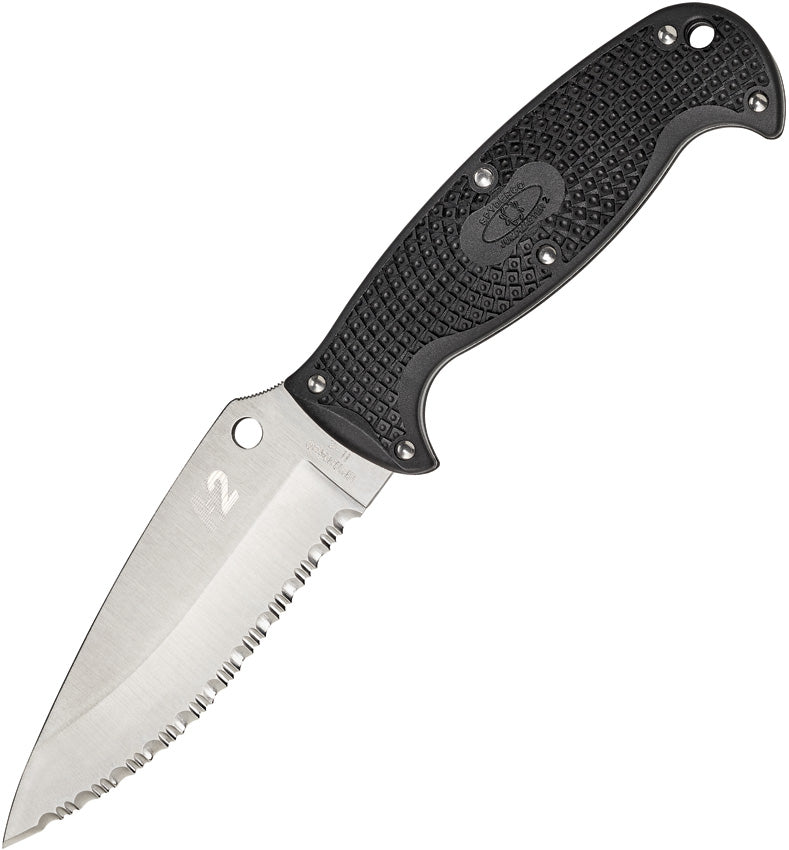 Spyderco Jumpmaster 2 Black H2 Steel Fixed Serrated Blade Knife