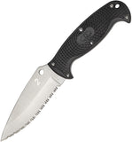 Spyderco Jumpmaster 2 Black H2 Steel Fixed Serrated Blade Knife FB24SBK2