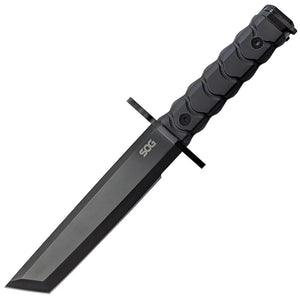 Sog Bayonet BAR15T Combat Black G10 AUS-8 Fixed Blade Knife w/ Belt Sheath BY1001BX