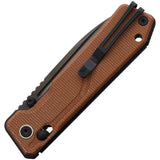 SRM Knives Rubik Ambi Lock Brown Micarta Folding 140Cr Pocket Knife 7228BMN2
