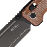 SRM Knives Rubik Ambi Lock Brown Micarta Folding 140Cr Pocket Knife 7228BMN2