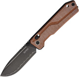 SRM Knives Rubik Ambi Lock Brown Micarta Folding 140Cr Pocket Knife 7228BMN2
