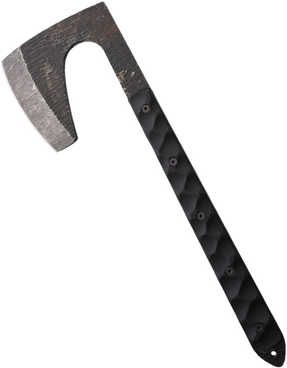 Stroup Knives Black Scuplted G10 1095HC Stainless Viking Tomahawk TOMVBG10S