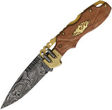 S-TEC Steampunk Spine Lock A/O Wood Folding Stainless Pocket Knife 203163