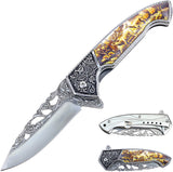 S-TEC Wildlife Framelock A/O Deer Tan Stainless Folding Pocket Knife 27801DR