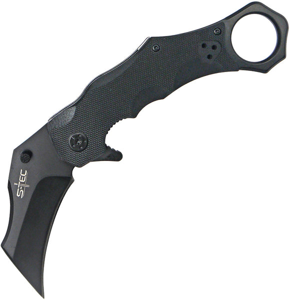S-TEC Karamabit Linerlock Black G10 Folding Stainless Pocket Knife TS005