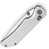 Tenable Knives Eaglestrike Crossbar Lock Silver Aluminum Folding Nitro-V Pocket Knife T1095V4