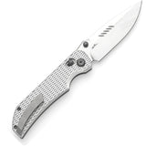 Tenable Knives Eaglestrike Crossbar Lock Silver Aluminum Folding Nitro-V Pocket Knife T1095V4