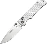 Tenable Knives Eaglestrike Crossbar Lock Silver Aluminum Folding Nitro-V Pocket Knife T1095V4