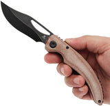 Tenable Knives Gideon Linerlock Brown Micarta Folding Nitro-V Pocket Knife 1119A2