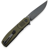 Tenable Knives Einar Linerlock OD Green & Black G10 Folding Nitro-V Pocket Knife 2072A1