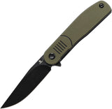Tenable Knives Einar Linerlock OD Green & Black G10 Folding Nitro-V Pocket Knife 2072A1