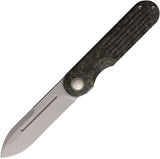 Terrain 365 Narwhal Framelock Gold Carbon Fiber & Titanium Folding Terravantium Pocket Knife 101405